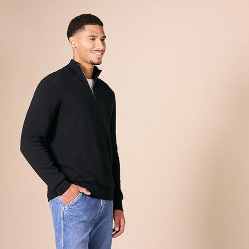 Men's 100% Cotton Quarter-Zip Jumper