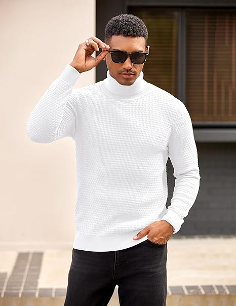 Mens Jumper Turtle Neck Long Sleeve Roll Neck