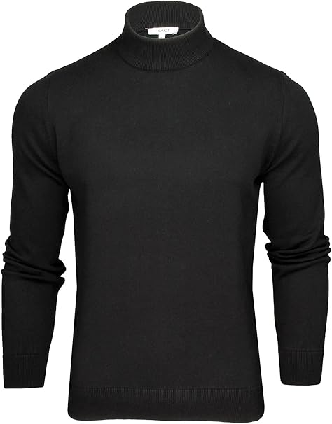 Men’s Pure Cotton Mock Neck Turtleneck Jumper – Premium High Neck Knit