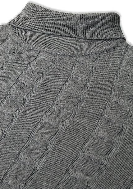 Men's Roll Neck Cable Knit Jumper – Fold-Over Polo Neck