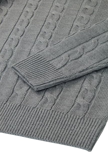 Men's Roll Neck Cable Knit Jumper – Fold-Over Polo Neck