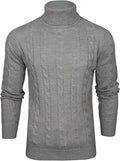 Men's Roll Neck Cable Knit Jumper – Fold-Over Polo Neck