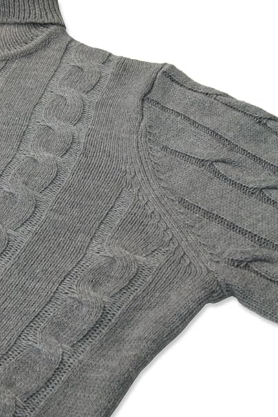 Men's Roll Neck Cable Knit Jumper – Fold-Over Polo Neck