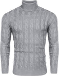 Mens Turtleneck Jumper Cable Knitted Sweater